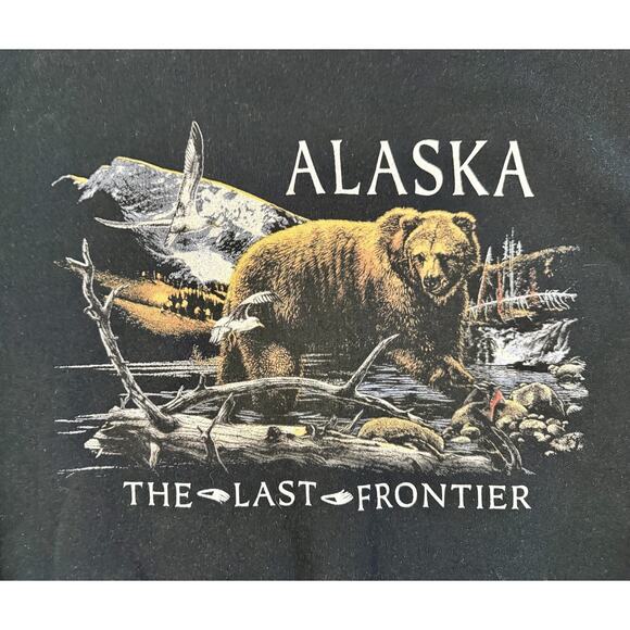 Vintage Alaska ‘The Last Frontier’ Sweatshirt Bear Scene Size Large GUC - Picture 6 of 7